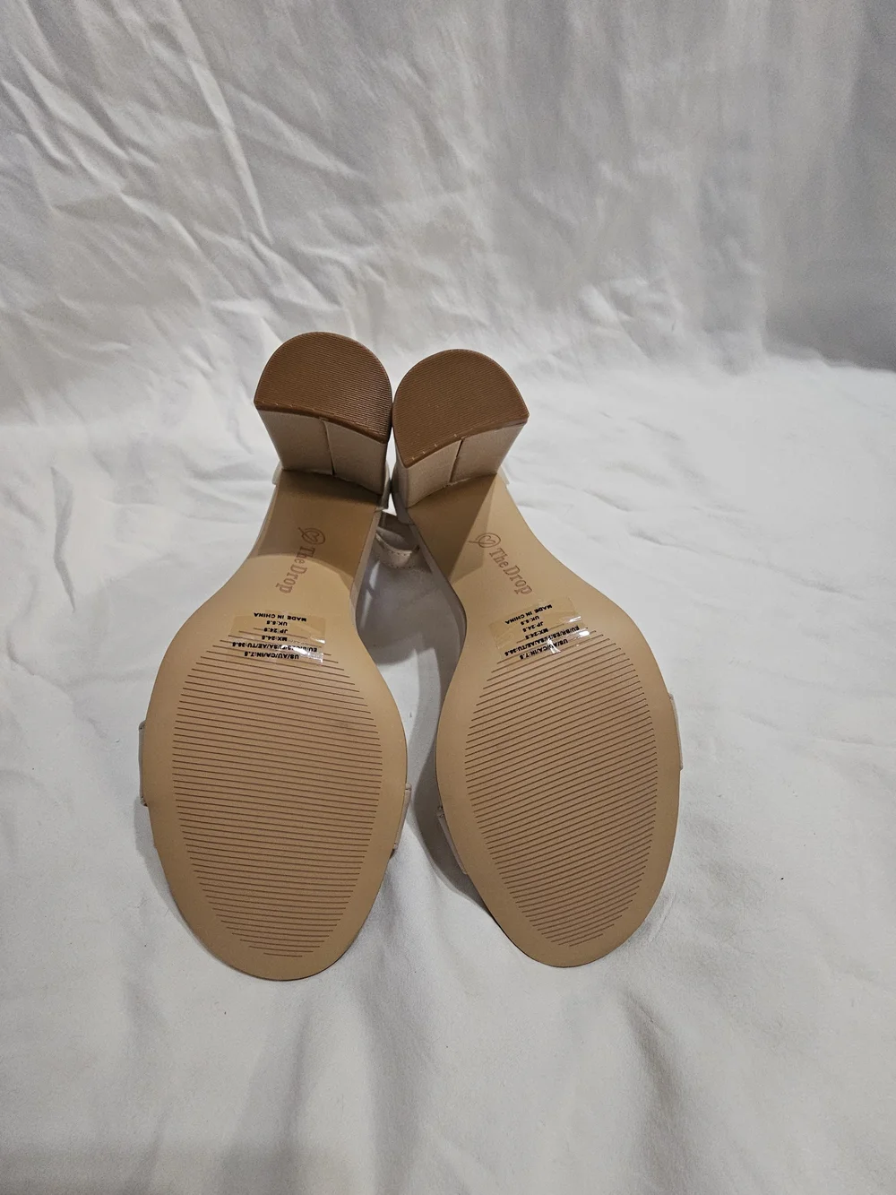 Neutral Ankle-Strap Block Heel Sandals - Nude